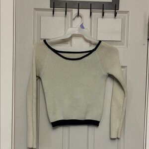 Women's Cream Sweater with Black Trim